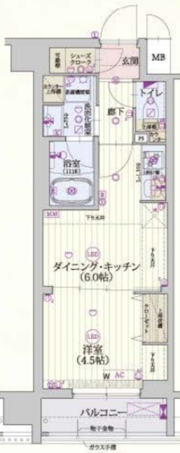 京都市南区唐橋経田町のマンションの間取り