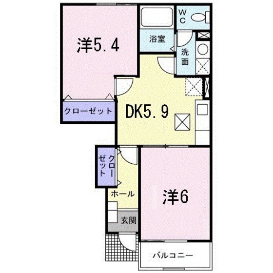 安芸郡熊野町城之堀のアパートの間取り