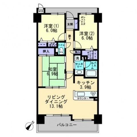 アルファステイツ錦町の間取り