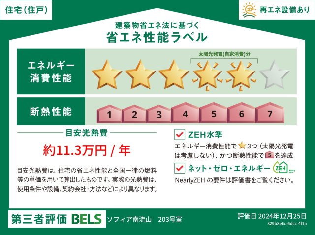 その他　この部屋の省エネ性能です