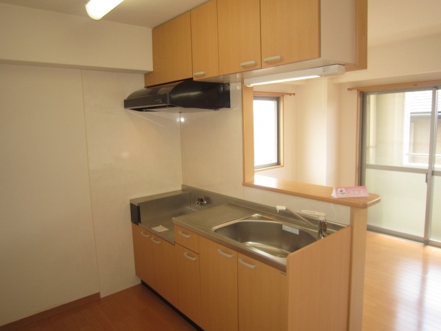 キッチン　中部屋のため側面窓なし