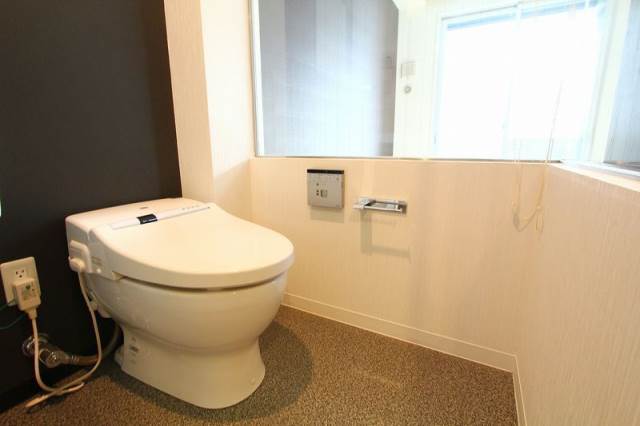 トイレ　お手洗いからＴＶが見える様にガラス張