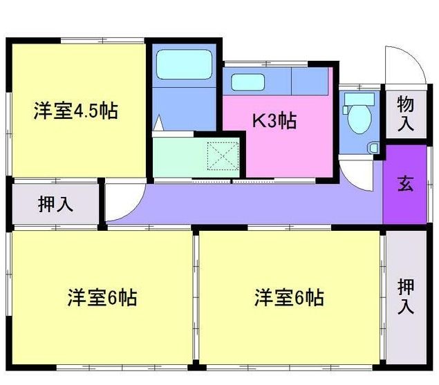 岩沼市二木一丁目佐藤様貸家東棟の間取り写真