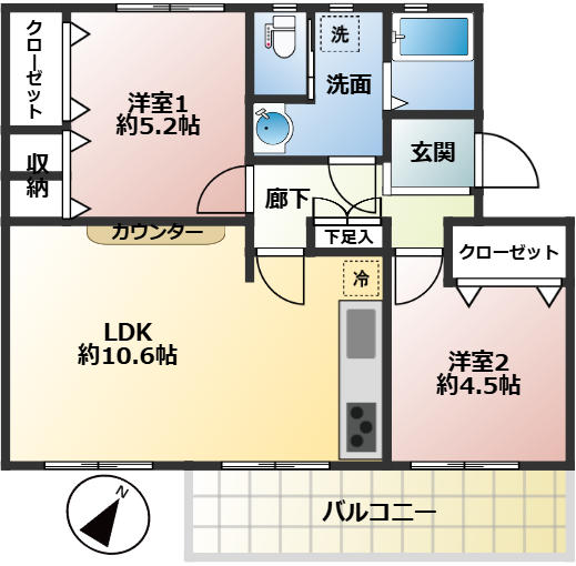 港南台めじろ団地32号棟の間取り写真