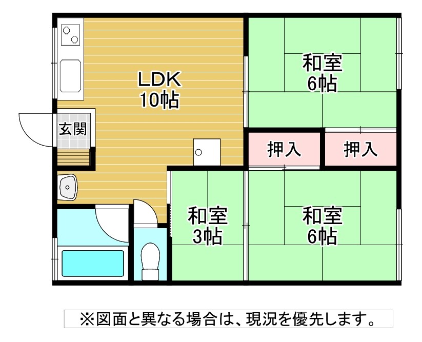 北九州市小倉北区熊本のアパートの間取り