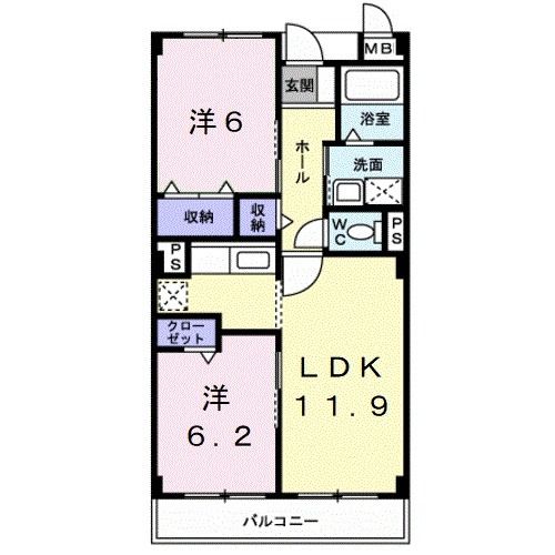 和歌山市紀三井寺のマンションの間取り