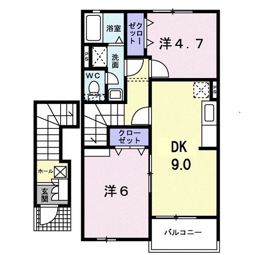 相馬市馬場野のアパートの間取り