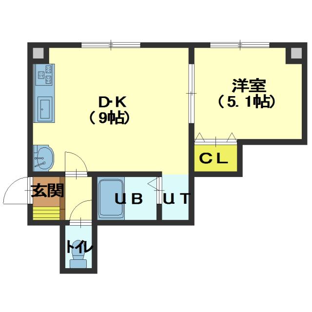 函館市桔梗のアパートの間取り