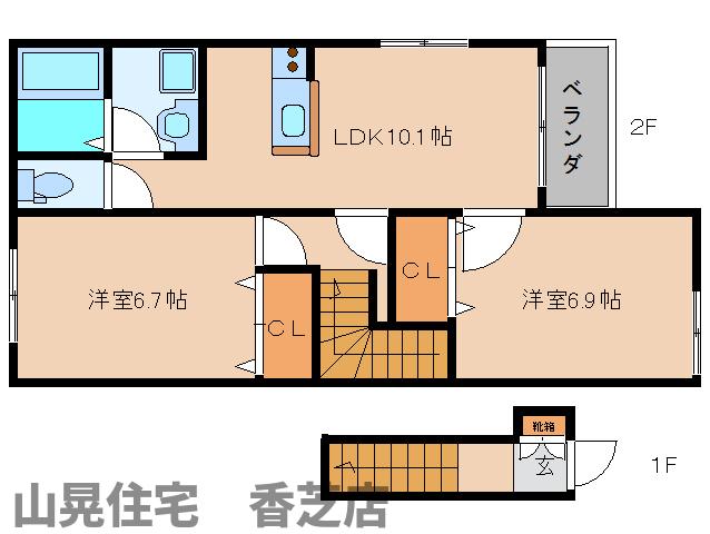 香芝市北今市のアパートの間取り