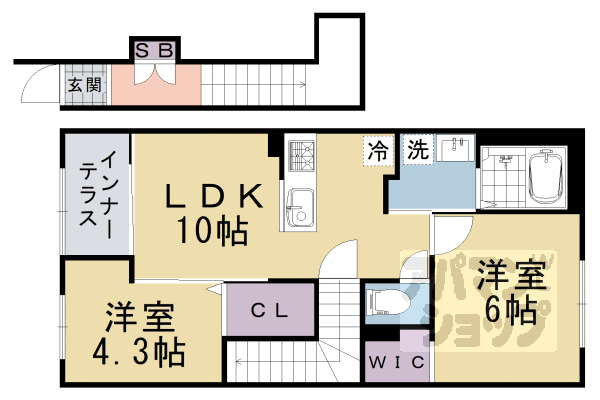 SUUMO】桂 2LDK 2階(アパマンショップ西院店ウインズリンク(株)提供)／京都府京都市西京区下津林大般若町／桂駅の賃貸・部屋探し情報（100390587673）  | 賃貸マンション・賃貸アパート