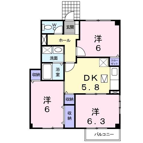 八戸市南白山台のアパートの間取り