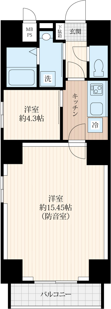 「防音マンション」ラシクラスＩＮＦＩＮＡ日本橋の間取り