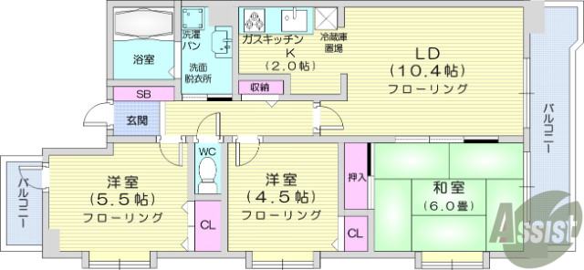 【仙台市泉区八乙女のマンションの間取り】