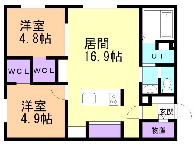 亀田郡七飯町鳴川のアパートの間取り