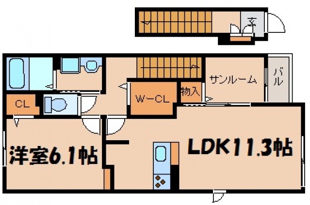 【安芸郡府中町石井城のアパートの間取り】