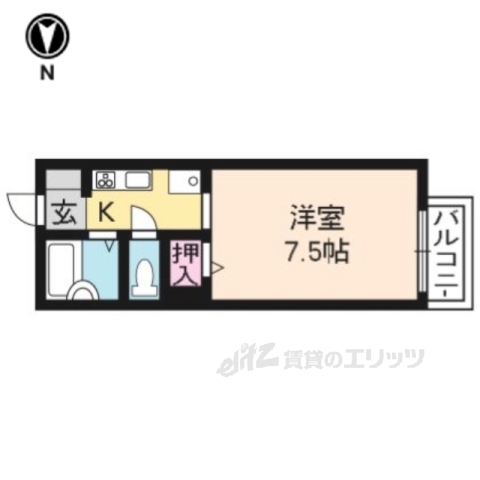 京都市右京区太秦帷子ケ辻町のアパートの間取り