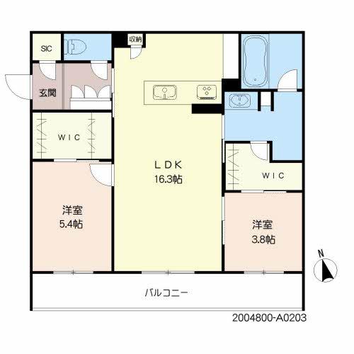 熊本市東区若葉のアパートの間取り