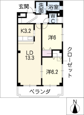 ヴェルジェ晃梅の間取り