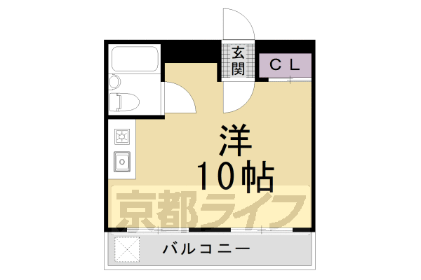 京都市左京区北白川大堂町のマンションの間取り