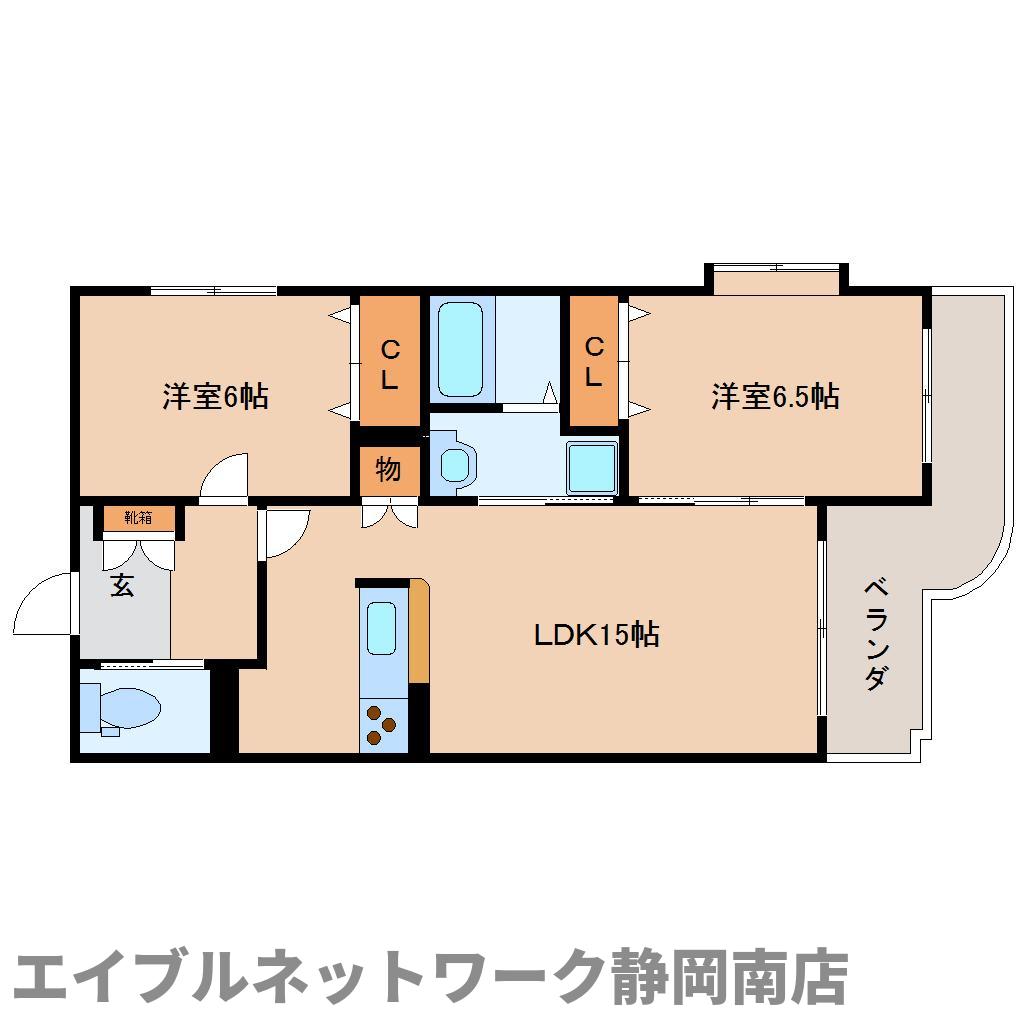 静岡市駿河区さつき町のマンションの間取り