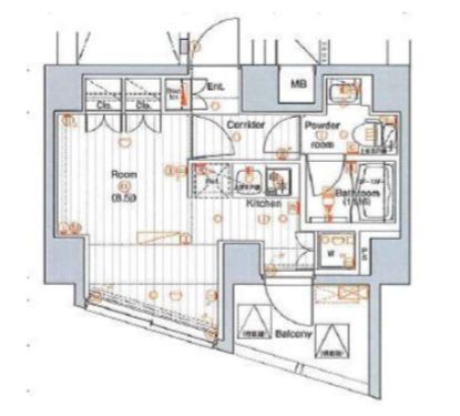 新宿区左門町のマンションの間取り