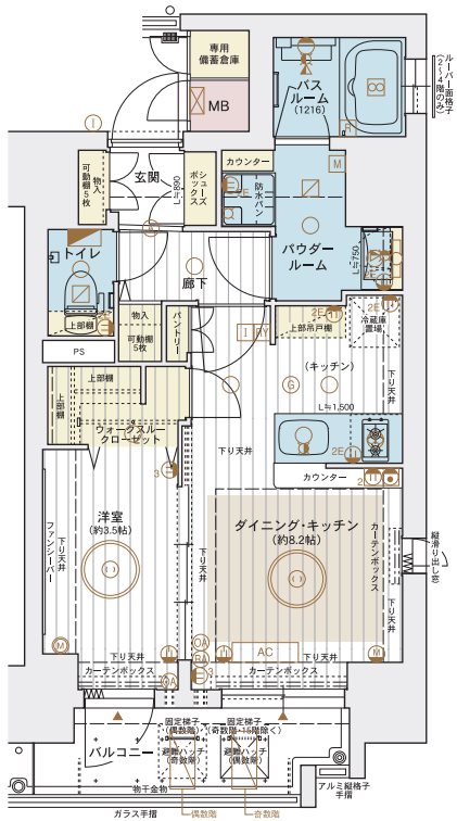 神戸市中央区元町通のマンションの間取り