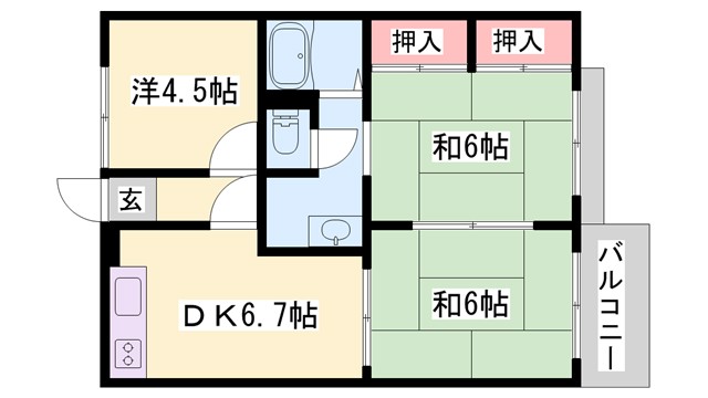 ガーデンハイツ緑ヶ丘　D棟の間取り