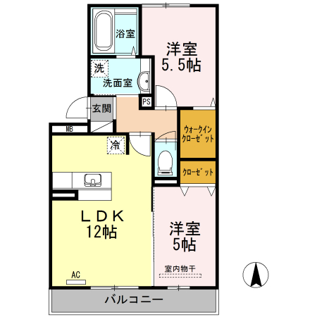 福山市南松永町のアパートの間取り