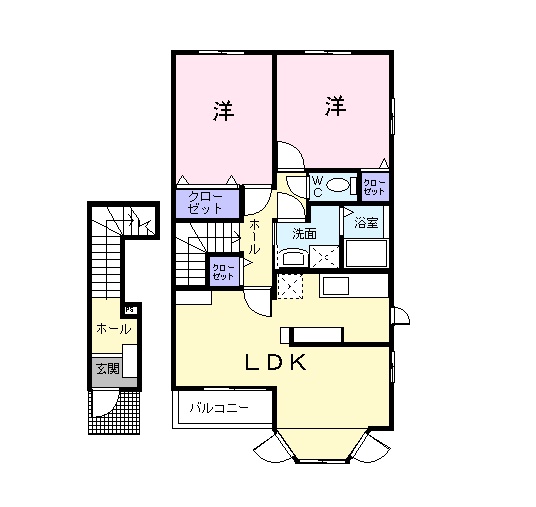 広島市安佐北区落合南のアパートの間取り