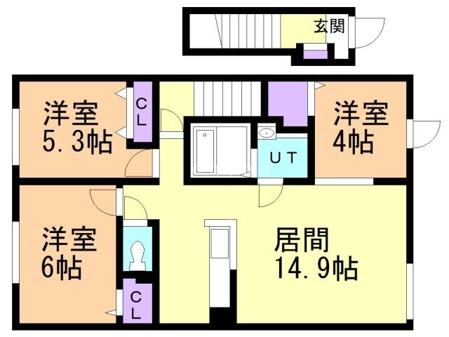 滝川市花月町のアパートの間取り