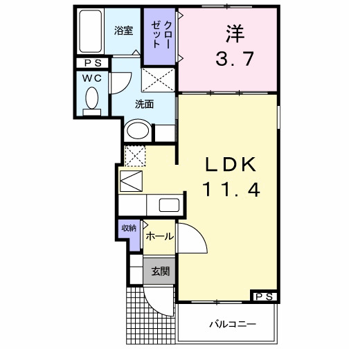 田川市大字伊田のアパートの間取り