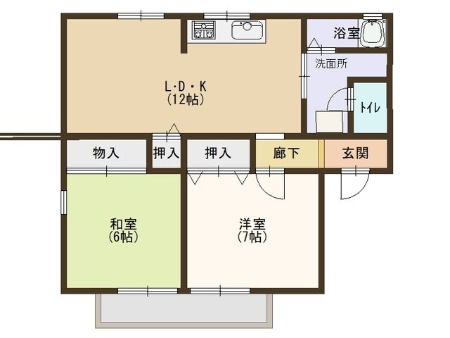 岩出市曽屋のアパートの間取り