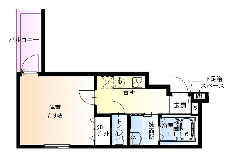 大阪市住之江区西住之江のアパートの間取り