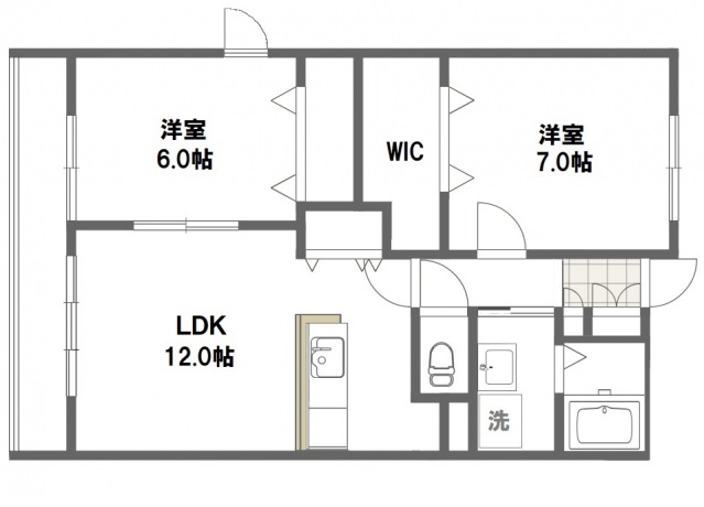 岡山市北区大安寺東町のマンションの間取り