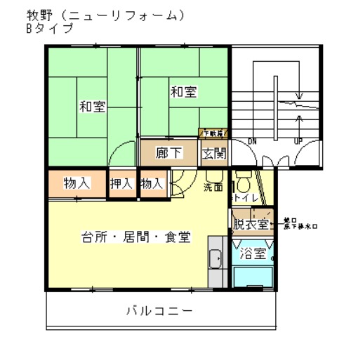 牧野団地2棟の間取り