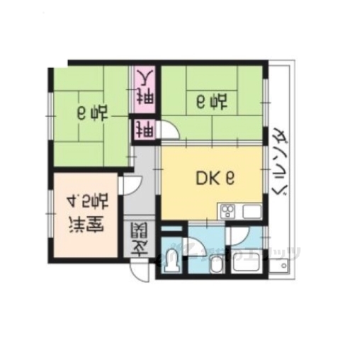 京都市北区大北山原谷乾町のマンションの間取り