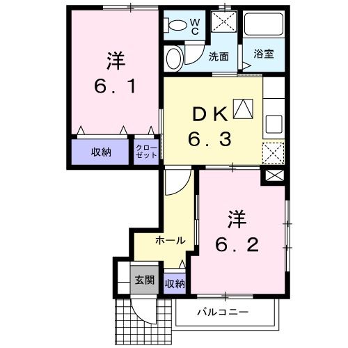 郡山市喜久田町堀之内のアパートの間取り