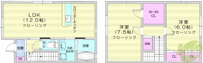 仮）多賀城高崎2丁目新築住宅Aの間取り