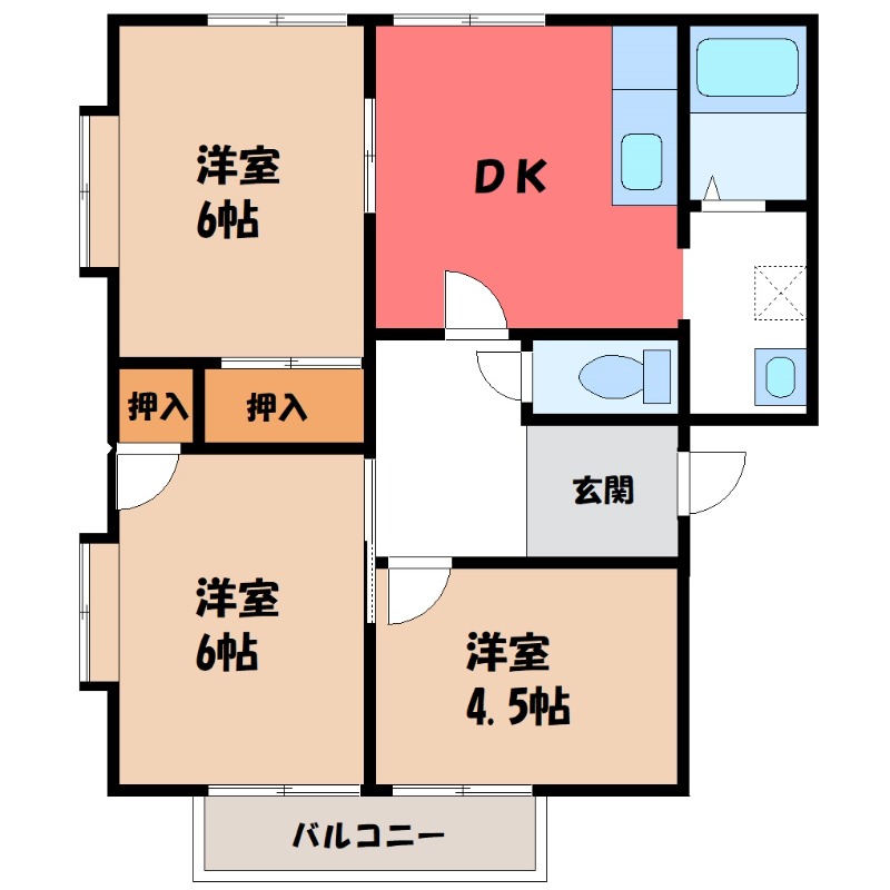 伊勢崎市境新栄のアパートの間取り