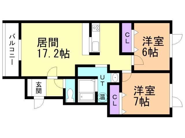 苫小牧市元中野町のアパートの間取り