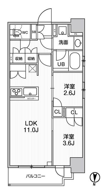 シーズンフラッツ菊川WESTの間取り