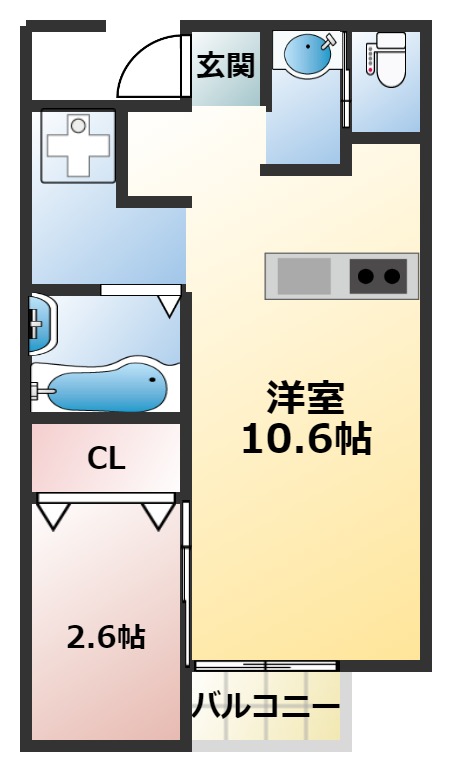 熊本市西区田崎本町のアパートの間取り