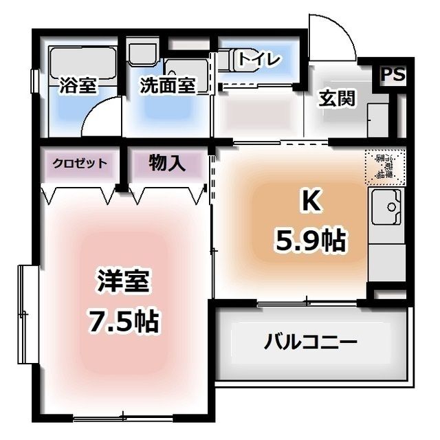 静岡市葵区東千代田のマンションの間取り