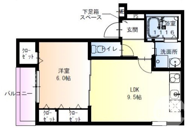 堺市堺区向陵中町のアパートの間取り