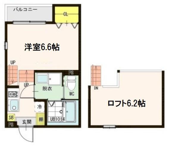 仙台市宮城野区岩切のアパートの間取り