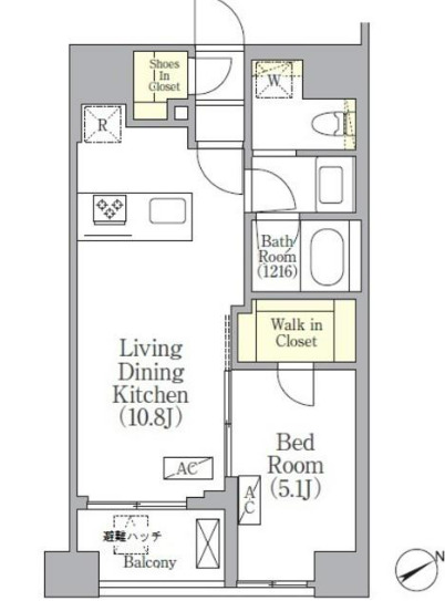 中央区八丁堀のマンションの間取り