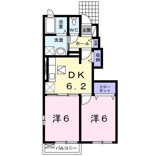 上益城郡益城町大字辻の城のアパートの間取り