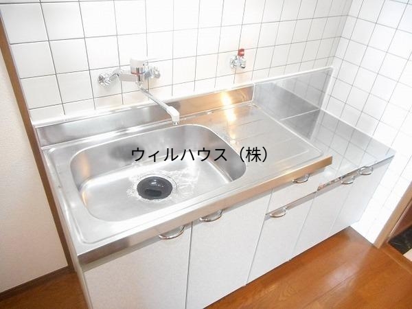 キッチン　２口ガスコンロ設置可！広いキッチンです！