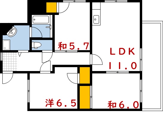 広島市西区三篠町のマンションの間取り