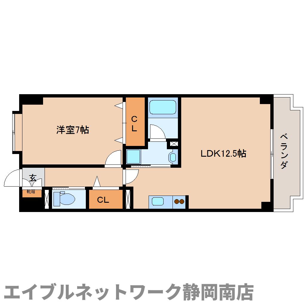 静岡市駿河区八幡のマンションの間取り